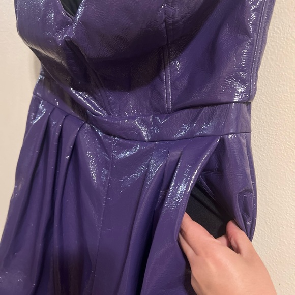 Vibrant M.I.U. Purple Faux Leather Strapless Jumpsuit NWT Size S Women's Casual - Picture 14 of 14